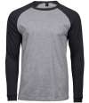 TJ5072 Tee Jays Mens Long Sleeve Baseball T Shirt Heather Grey / Black colour image